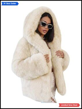 Women's Faux Fur Hooded Coat Cropped Winter Jacket